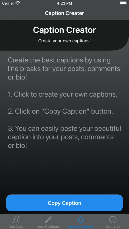 Instagram caption spacer